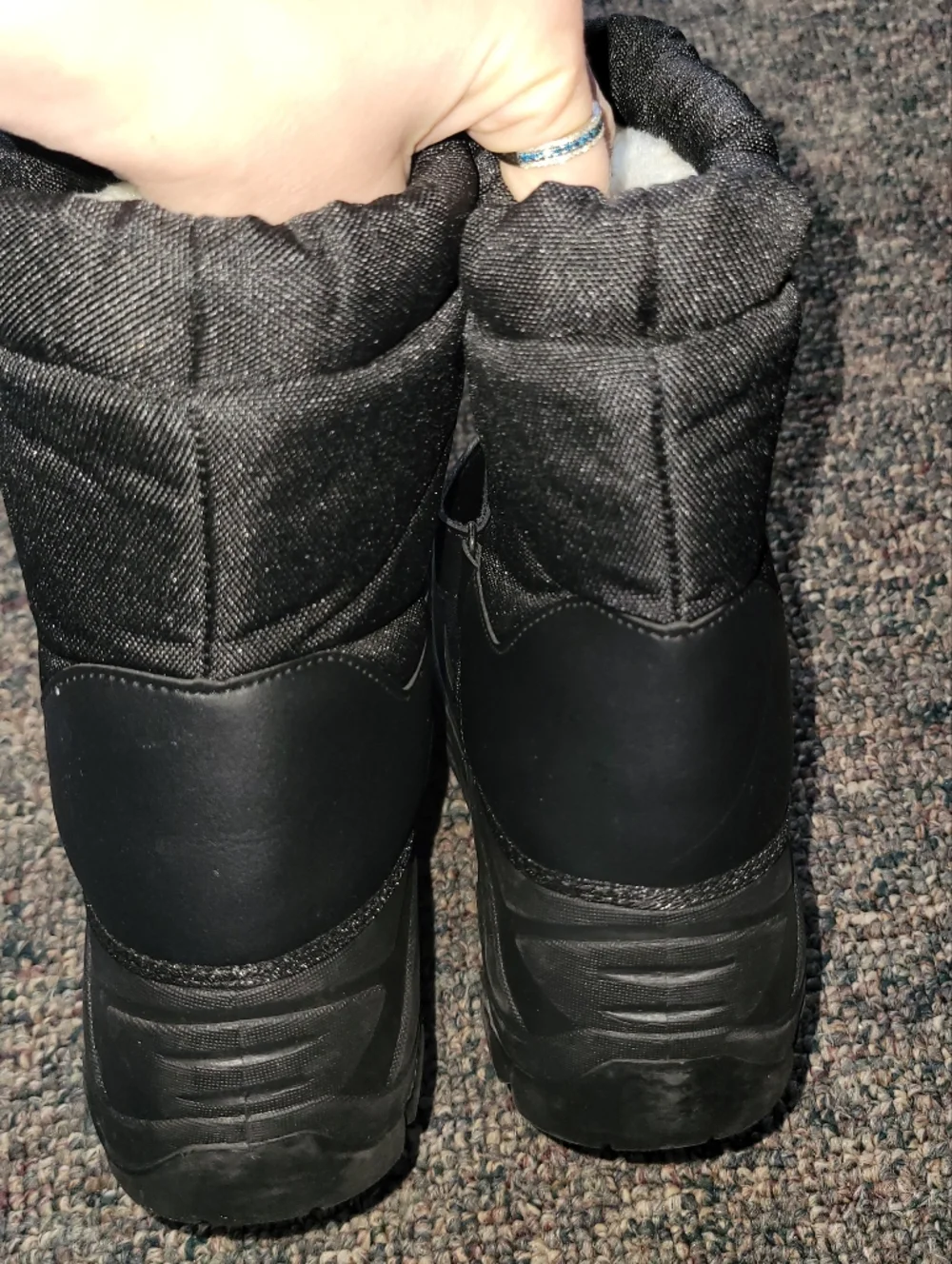 Kids' Black Winter Snow Boots with Fleece Lining